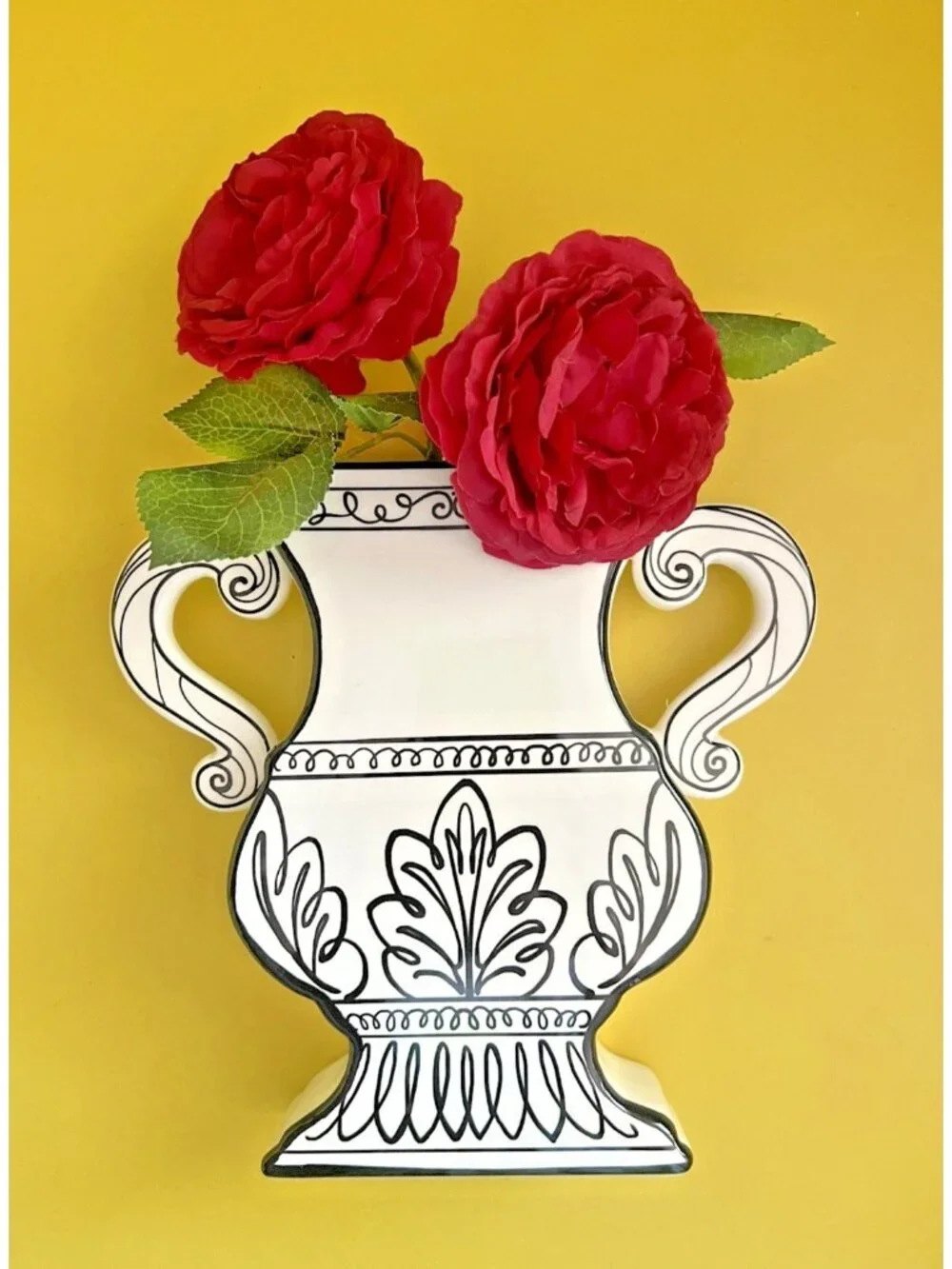 ART DECO Vase Black & White Classic KARE Design ARTSY Handpainted 9